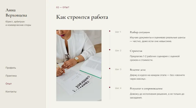 Анна Верховцева — этапы работы с клиентом